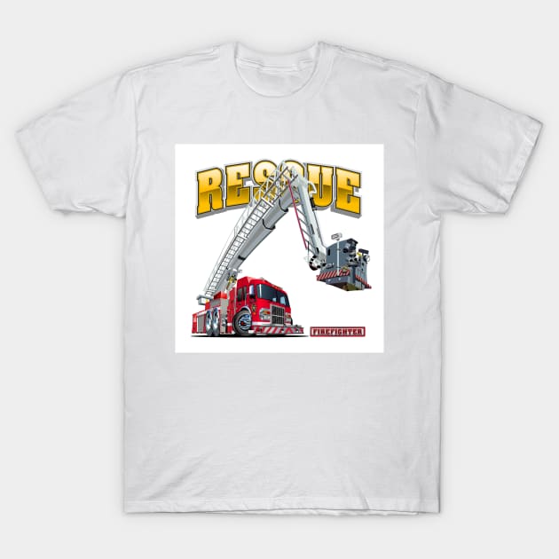 Cartoon Fire Truck T-Shirt by Mechanik